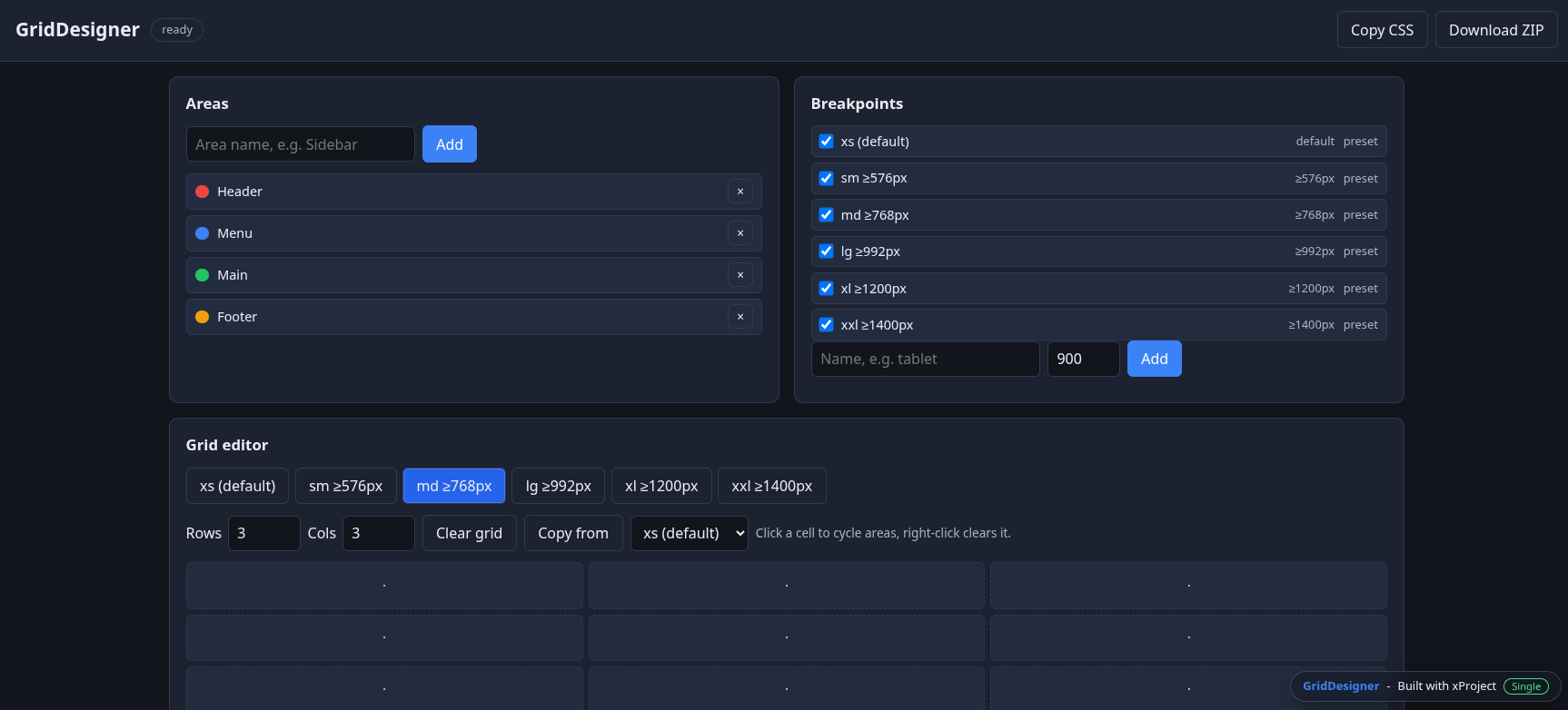 GridDesigner live demo